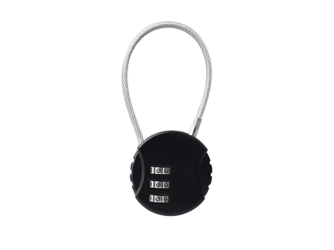 Candado de combinación para equipaje, antirrobo, de cable, apto para mochilas, maletas y taquillas (negro)
