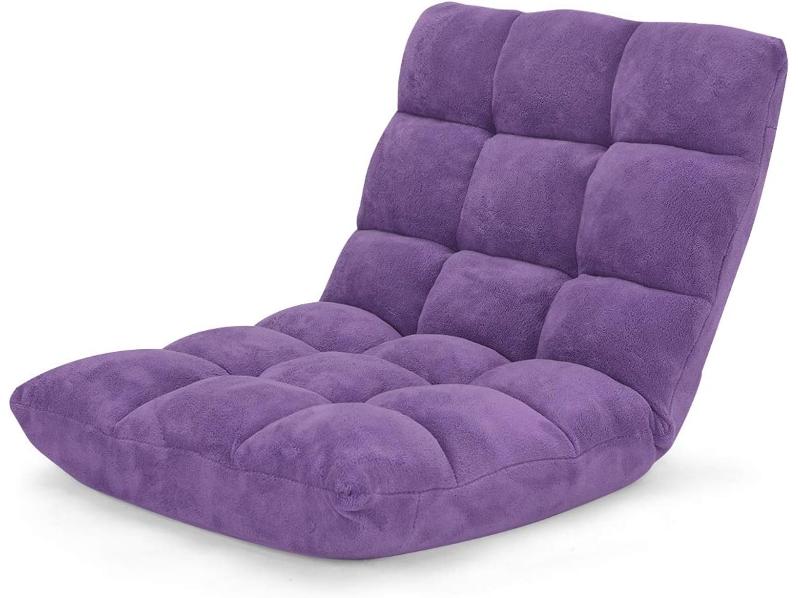 Sofá Perezoso Individual Plegable Asiento Cojín de Suelo con Respaldo Silla de Meditación COSTWAY