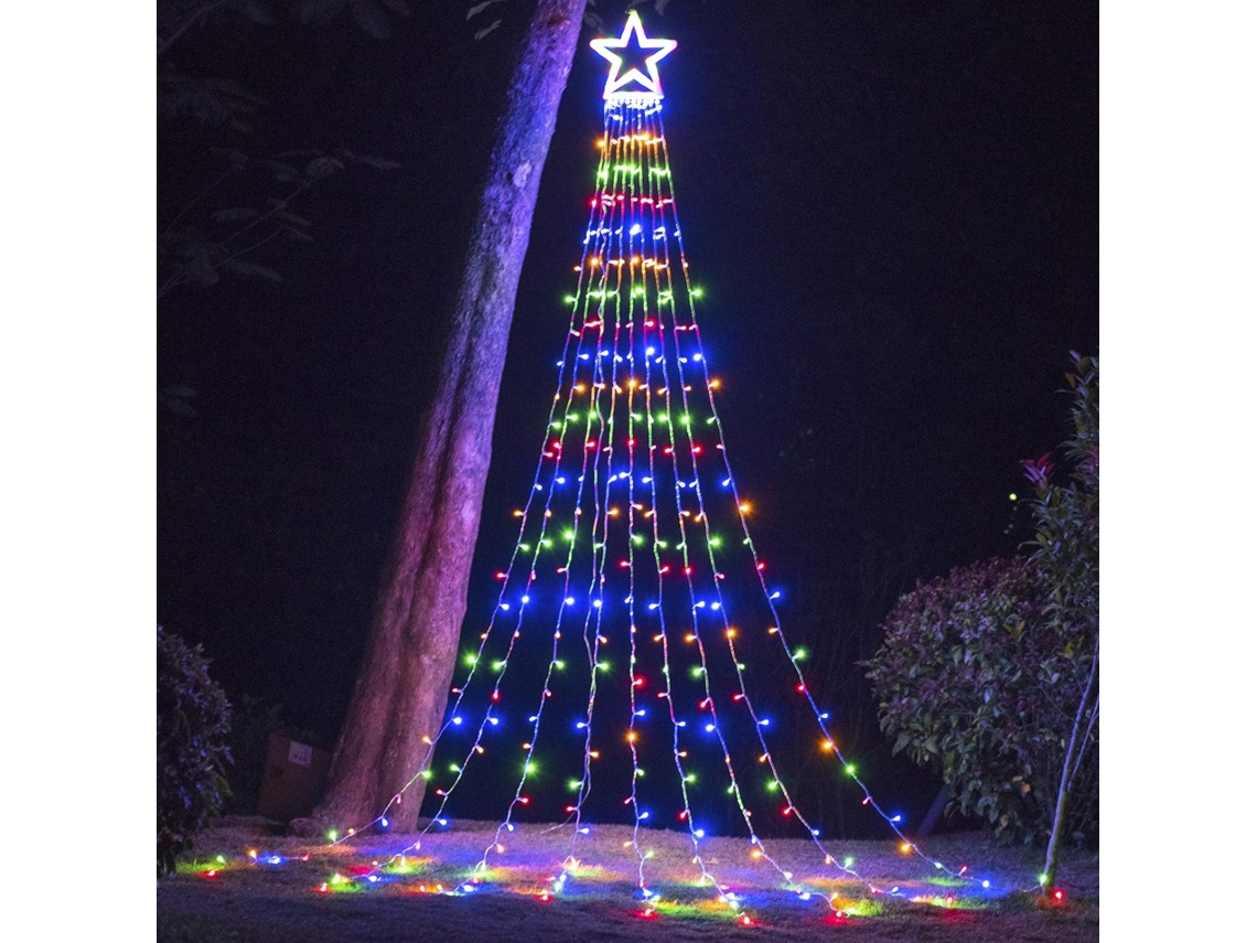 Luces de Navidad para Exterior, 198 LED 16,4 Pies con Estrella Iluminada de 14 Pulgadas para Árbol de Navidad, Año Nuevo, Fiesta y Cumpleaños EIOORORRIY