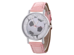Elegante Reloj De Pulsera Para Parejas Con Correa De Piel Sintética Y Esfera Redonda Rosa.