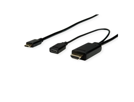 Cable ROLINE (USB y HDMI - 1m - Negro)