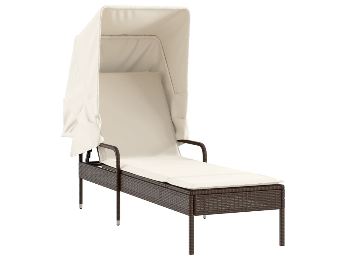 Sillón con dosel de mimbre, patas marrones, MAISON EXCLUSIVE