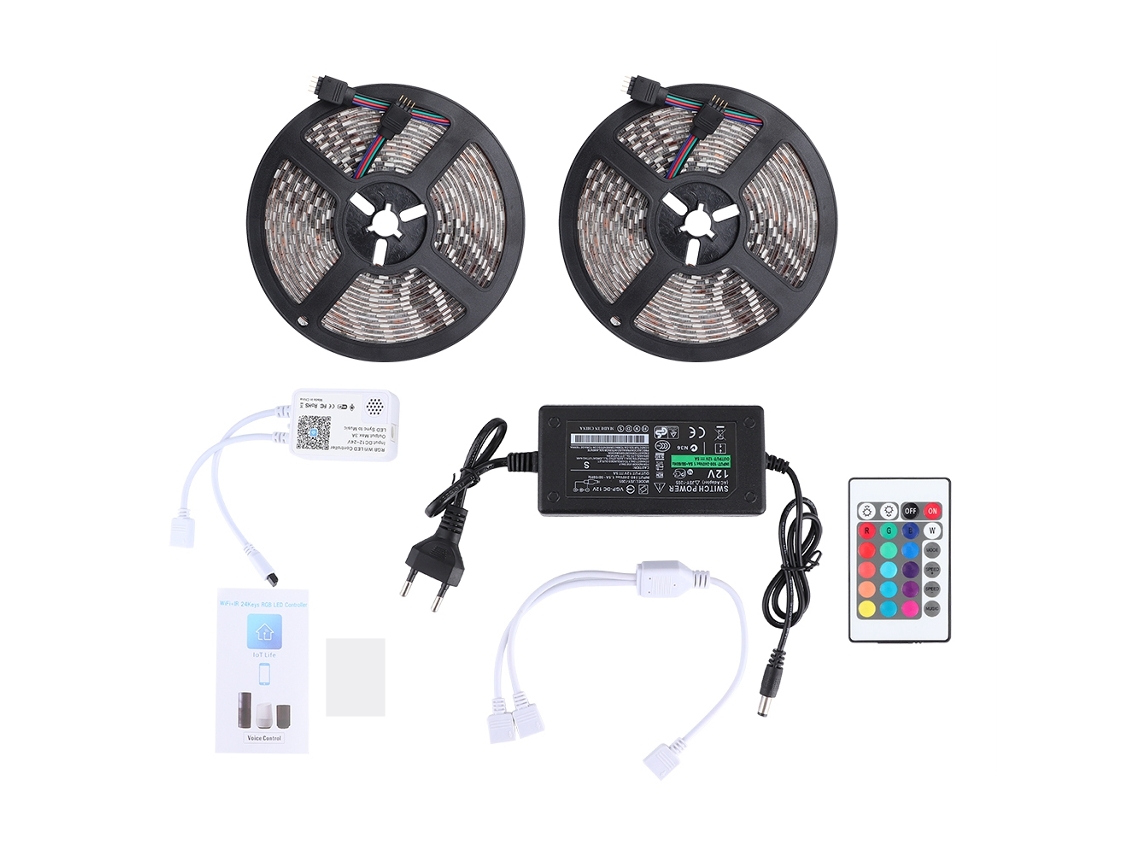 2026-cinta Led Rgb 10m Impermeable Con Chip 5050, Controlador Wifi Y Control Remoto Para Iluminación Interior