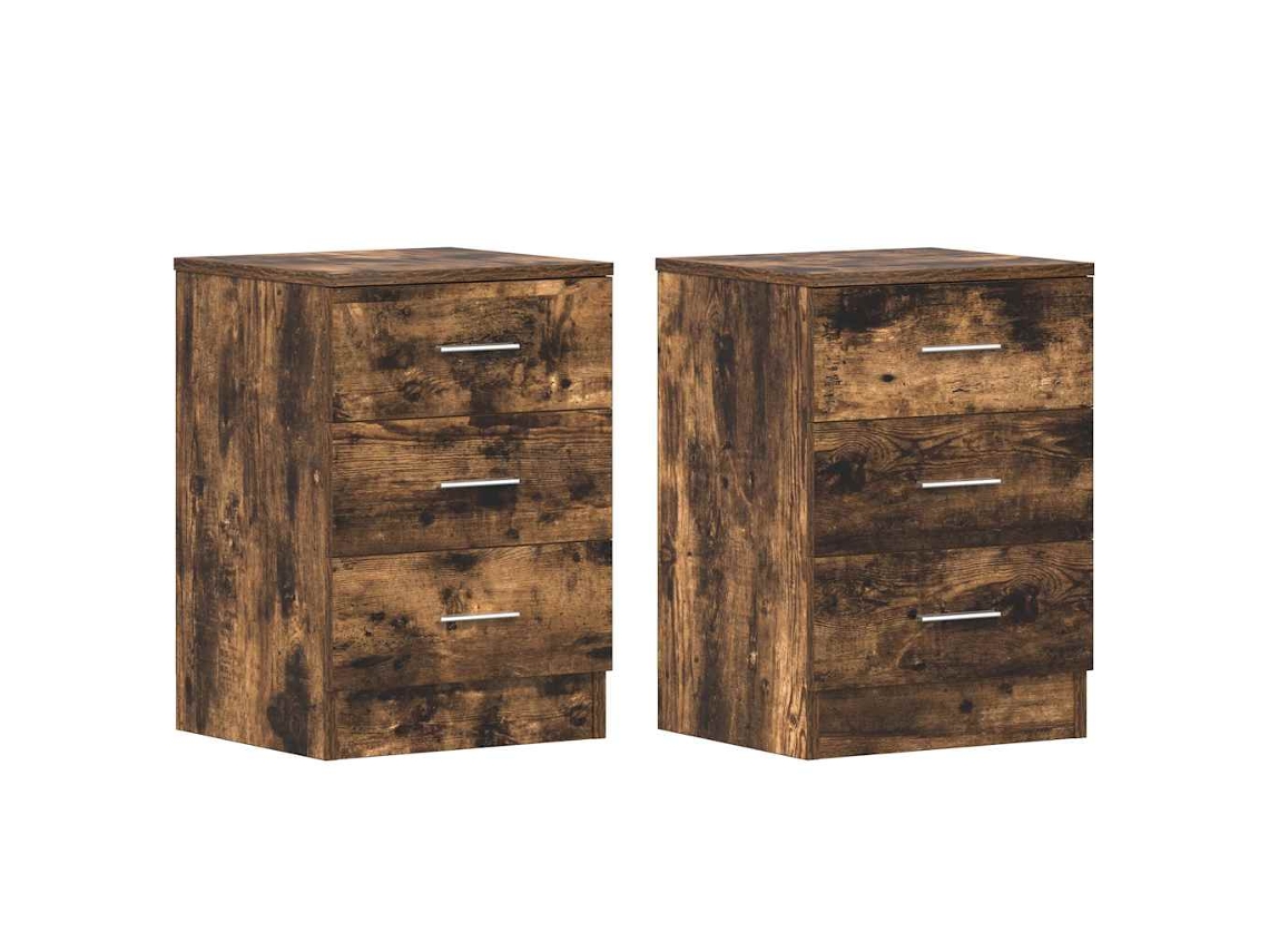Juego de 2 mesitas de noche de roble ahumado, MAISON EXCLUSIVE (38x35x56 cm)