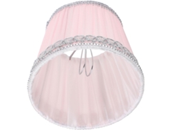 Muselina plisada ornamental rosa, con detalles plateados, accesorio con clip para lámpara, protector.