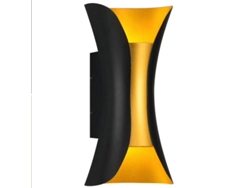 Aplique de pared LED con iluminación vertical y horizontal, moderno, diseño minimalista, carcasa resistente para uso en interiores y exteriores.