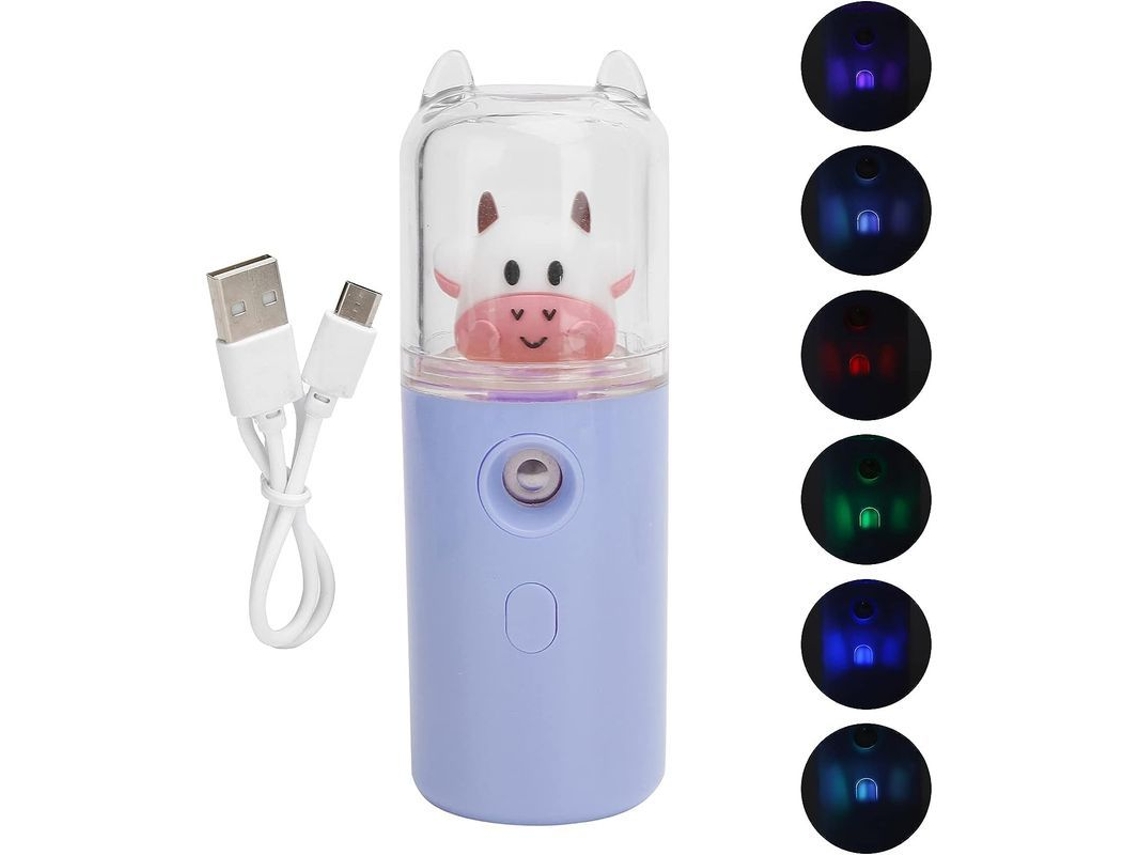 Vaporizador Facial Nanoiónico Portátil - Mini Vaporizador Facial Para Uso Doméstico, Con Un Bonito Diseño De Vaca Azul.
