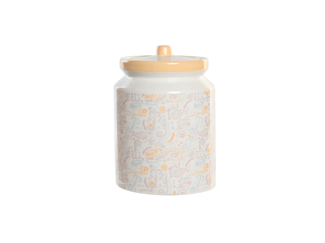 Bote DKD Home Decor Blanco Amarillo Dolomita Shabby Chic (15 x 15 x 21 cm)