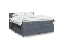 Cama Box Spring Con Colchón Terciopelo Gris Oscuro 200x200 Cm