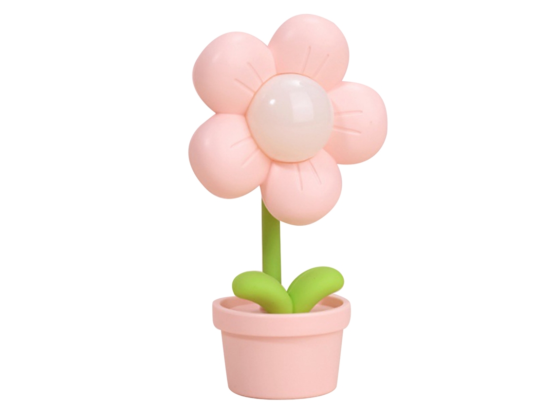 Rebe-lámpara De Noche Floral Para Niños Luz Suave Flexible 360° Batería Lámpara De Mesita Rosa Para Sala De Estar