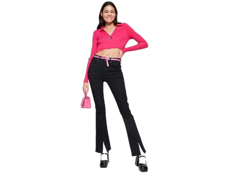 Camiseta de Mujer TOMMY JEANS Jersei Tjw Badge Rib Rosa (M)