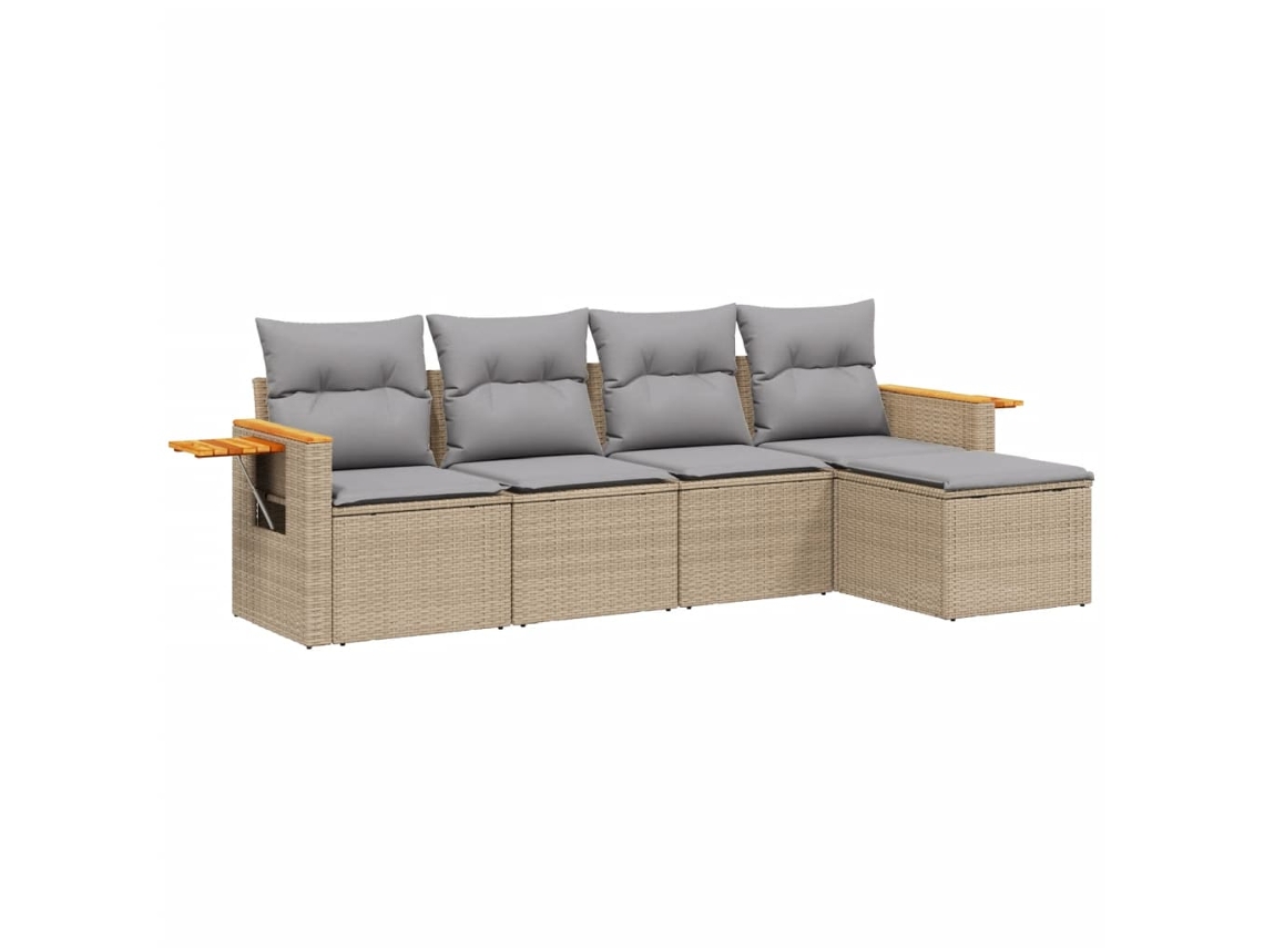 Maison Exclusive - Juego De Sofás Jardín Con Cojines 5 Pzas Ratán Sintético Beige
