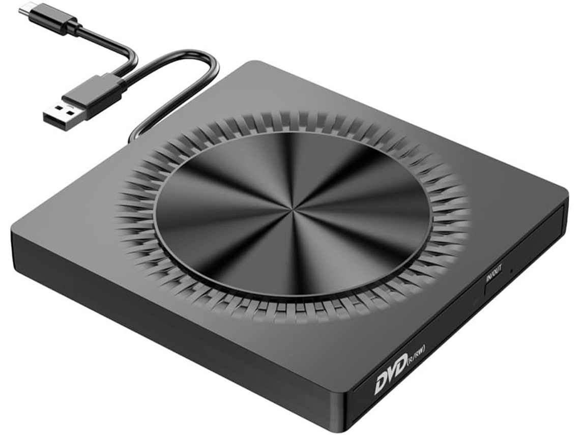 Grabadora De Dvd Externa Con Interfaz Usb Tipo C Dual Y Lector De Cd Portátil Sin Necesidad De Controladores.