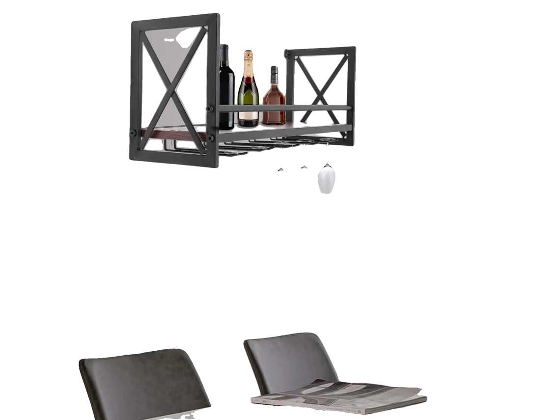 Estantería de pared, botellero, estilo industrial, 1 nivel