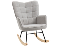 Mecedora Madera Acero Bouclé Tapizado 71x98x101 Gris