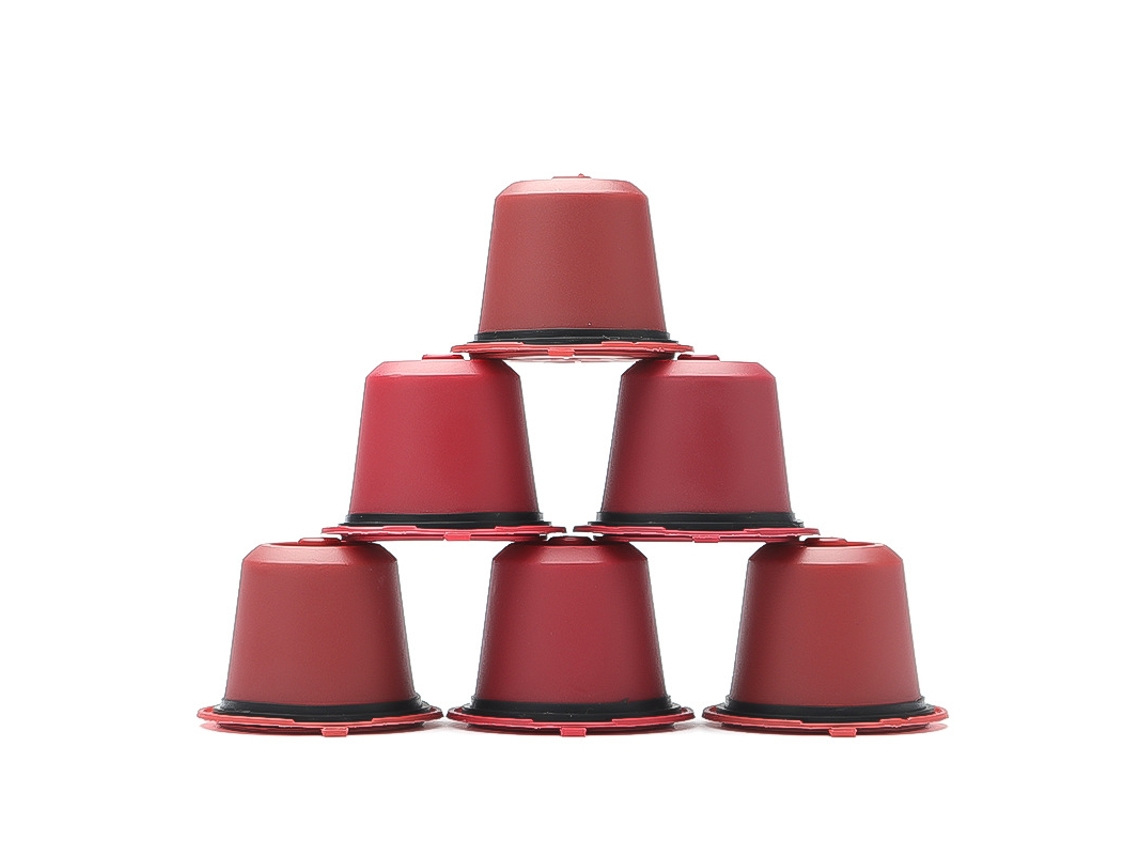 Filtro de café, 6 cápsulas reutilizables para Nespresso con cuchara y cepillo Eifson (rojo)