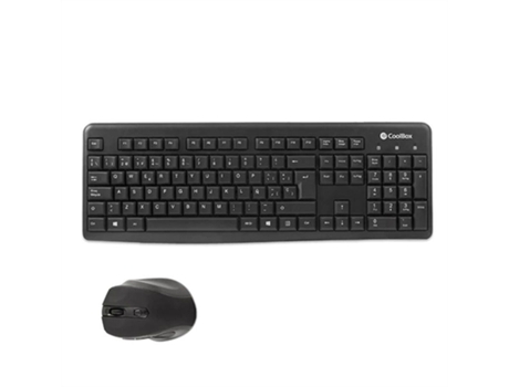 Teclado y Ratón COOLBOX COO-KTR-02W (Negro - RF - Qwerty Español - QWERTY)