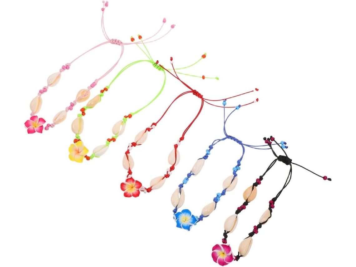 Conjunto De 5 Pulseras Hechas A Mano De Estilo Bohemio Con Cuentas De Concha Y Estrellas De Mar, Tejido Intrincado.