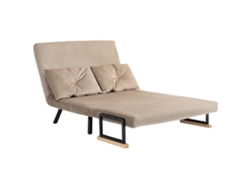 Poltrona-cama, Cama De Hóspedes, Braços Em Madeira, Estrutura Em Metal, Suporta Até 120 Kg, 102 X 73 X 81 Cm, Castanho-claro