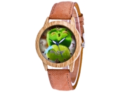 Reloj De Pulsera De Moda Con Esfera De Cara Sonriente Y Correa De Cuero Marrón Claro.