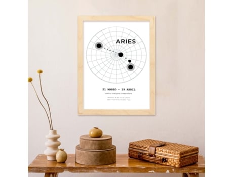 Póster NACNIC con La Constelación Aries. Poster con Símbolo do Zodiaco en y Fondo do Cielo Estrellado