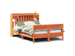 Maison Exclusive - Cama Con Estantería Sin Colchón Madera Maciza Marrón 140x190 Cm