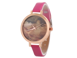Reloj De Pulsera Analógico De Cuarzo Rosa Y Rojo Para Mujer, Estilo Ejecutivo, Con Esfera Redonda.
