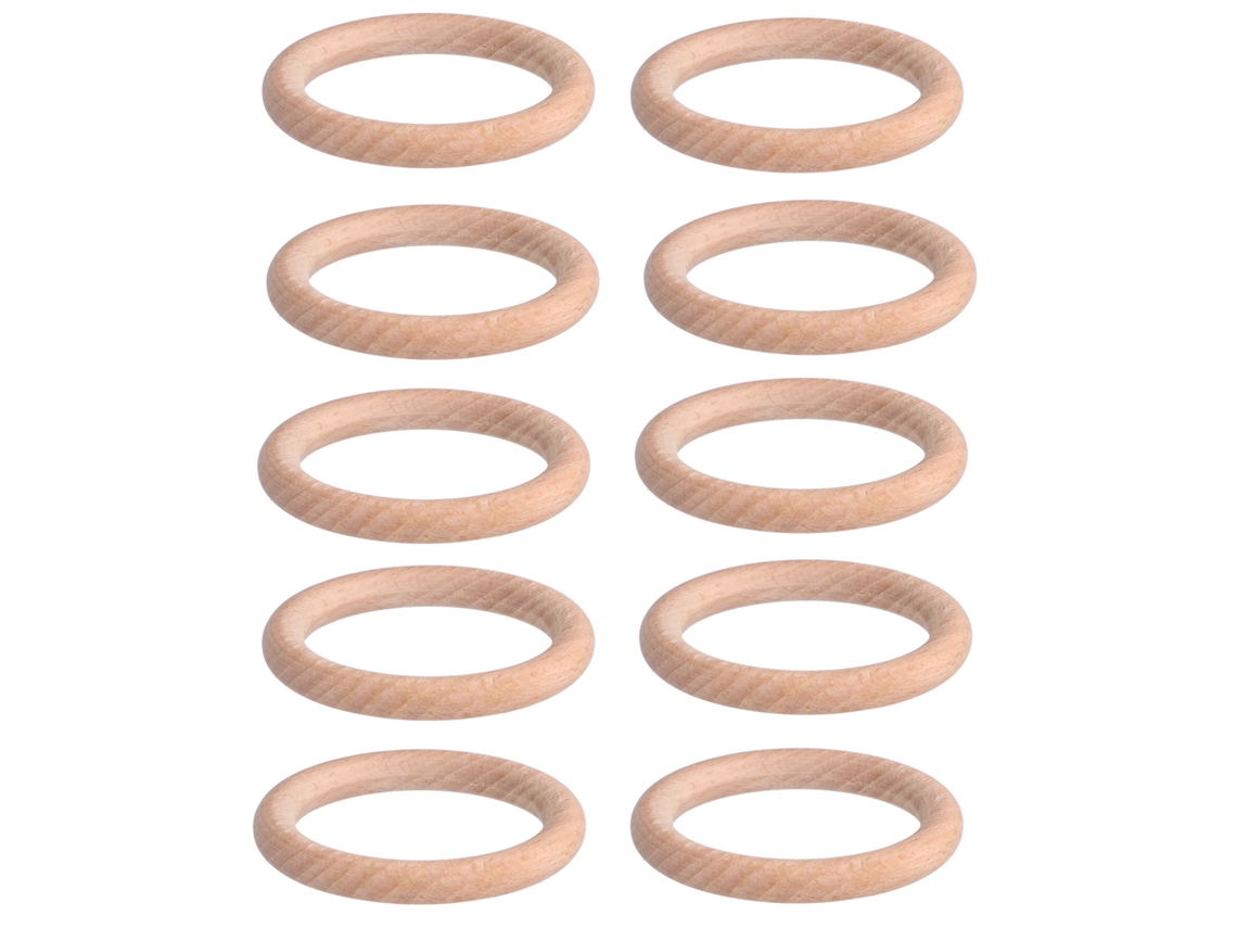 10 anillos de madera natural de 7 cm para manualidades