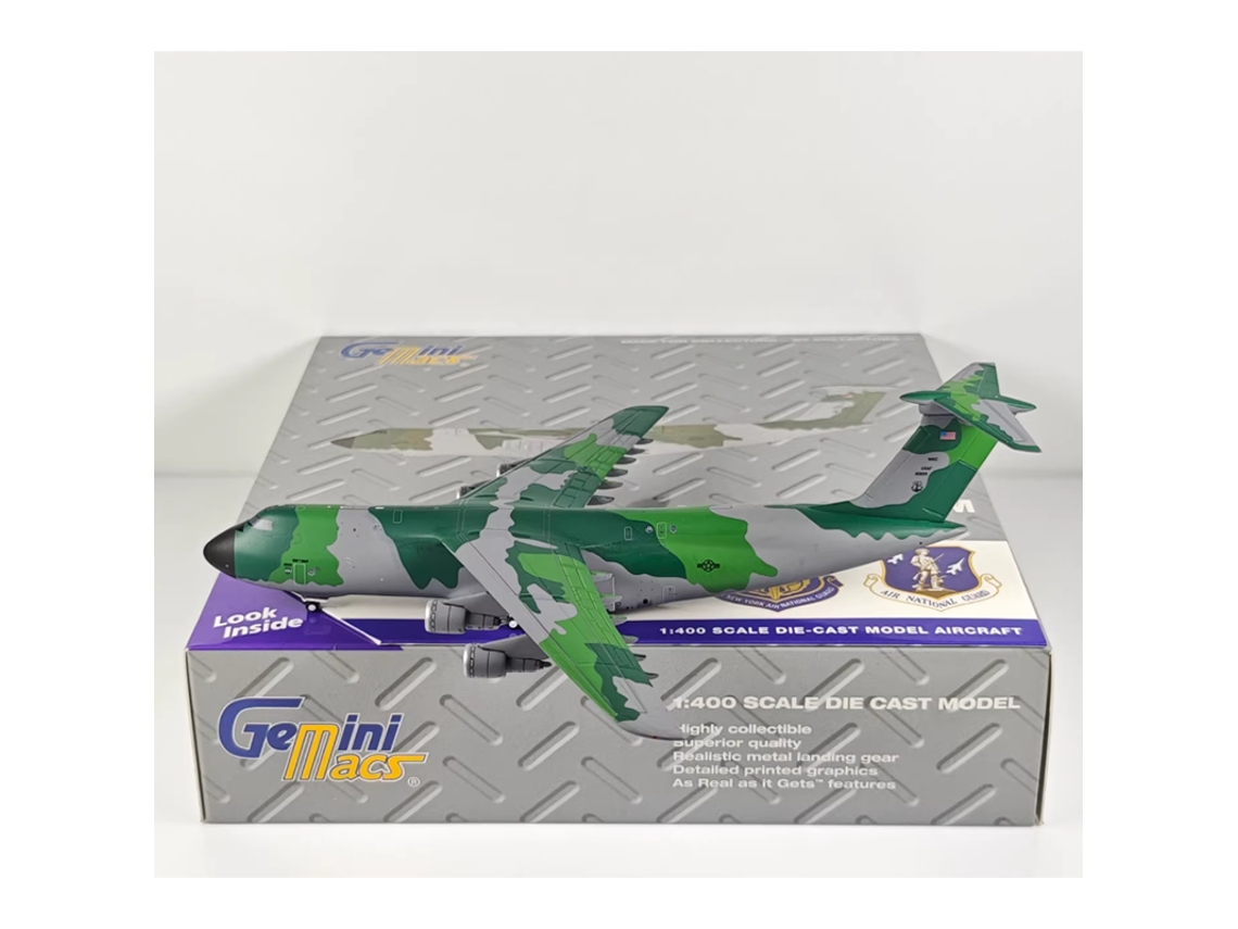 Modelo de avión de transporte C-5A Galaxy de la Fuerza Aérea de EE. UU. a escala 1/400, fabricado en aleación de metal fundido a presión.