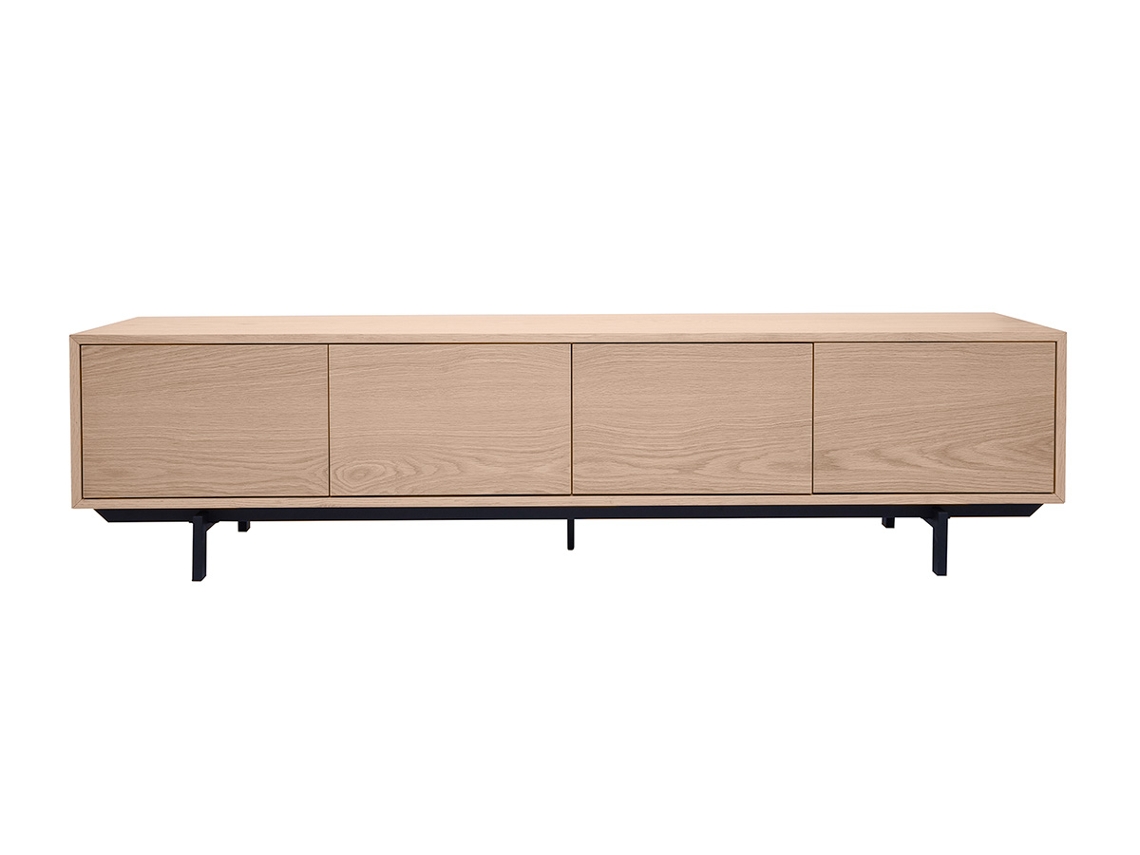 Mueble de televisión acabado en madera de roble y metal negro L200 cm MANNY MILIBOO