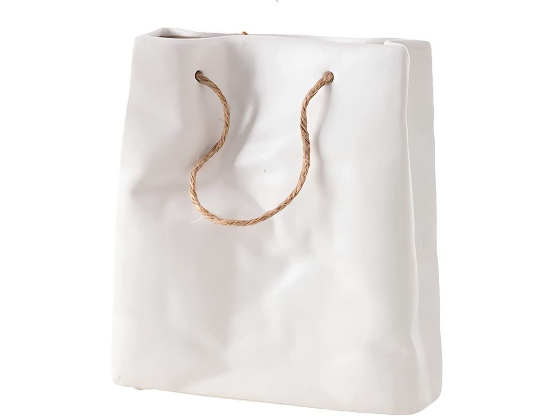 Jarrón Decorativo De Cerámica Blanca Para Centros De Mesa Y Ambientes Rústicos Modernos.