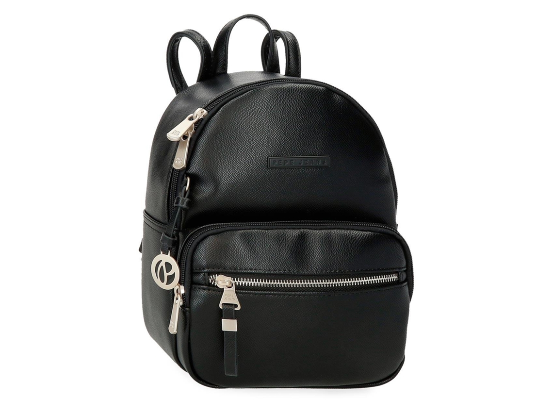 Mochila informal Elia de poliéster con detalles en piel sintética negra de Pepe Jeans