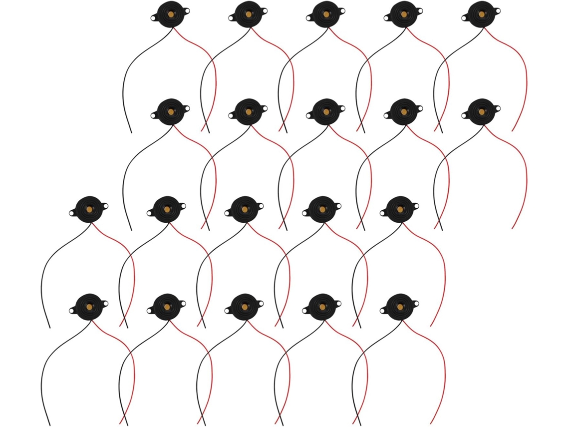 Paquete de 20 zumbadores piezoeléctricos negros, señal sonora continua, compatibles con 3 24v, fabricados en plástico SFUSHOS
