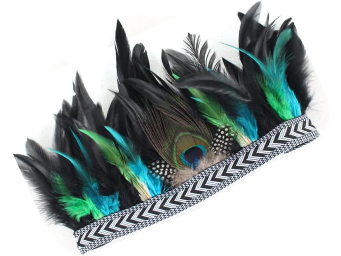 Diadema Elegante De Plumas De Pavo Real Estilo Bohemio De Nuobesty, Chic, Ligera Y Elástica.