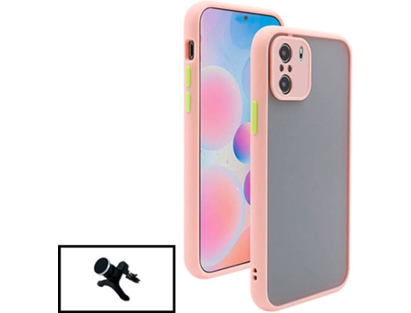 Kit Funda Anti-Choque Cámara Protection y Soporte Magnético Reforzado de Coche Xiaomi Poco F3 PHONECARE Rosa