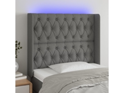 Cabecero Con Led De Tela Gris Oscuro 93x16x118/128 Cm