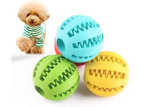 Pelota de juguete interactiva para perros y gatos para limpieza de dientes, pelota de goma para masticar, pelota de entrenamiento IQ, juguetes de r...
