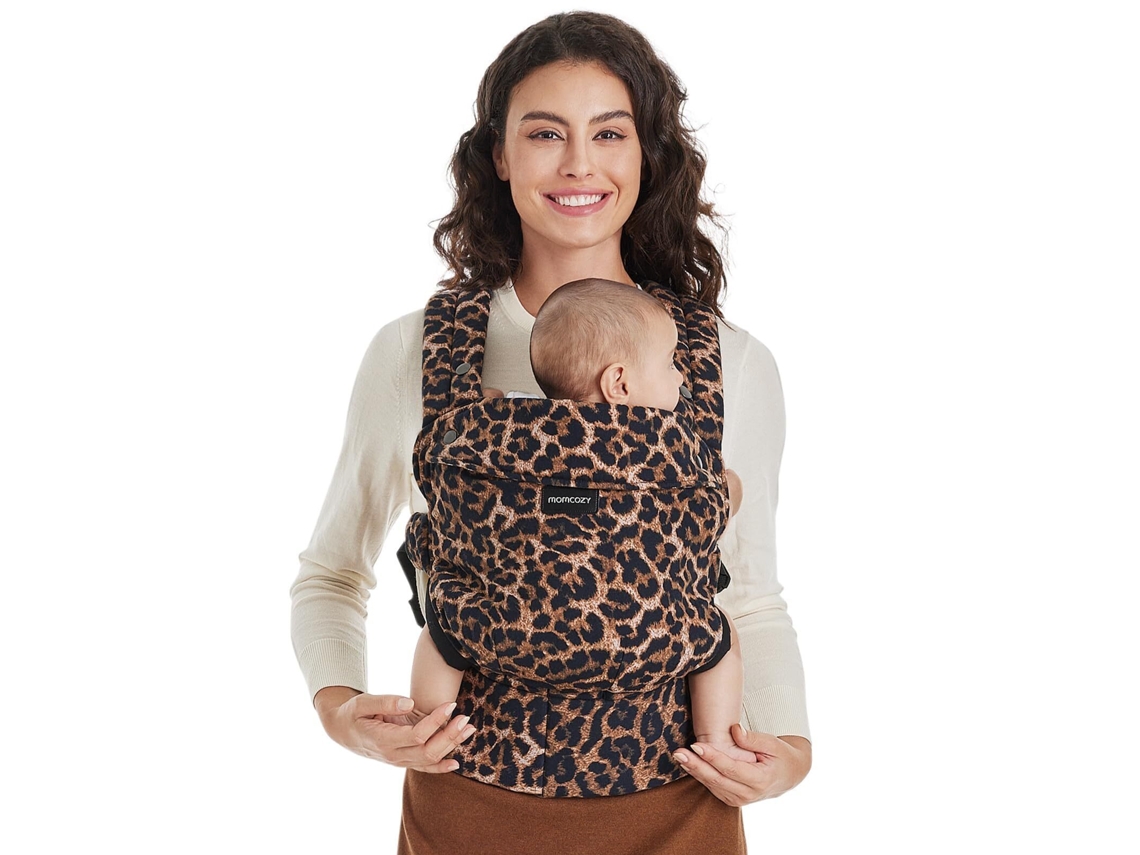 Mochila Portabebés Momcozy Ergonómica, Cómoda Y Ligera Para Bebés De 3 A 24 Meses, Con Estampado De Leopardo.