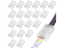 20 Pcs 5 Pines 10 Mm Led Strip Connector Rgb Lights Adaptador A Prueba De Agua 22 Awg Wire Connector For Strip Light Track 5v 12v 24v