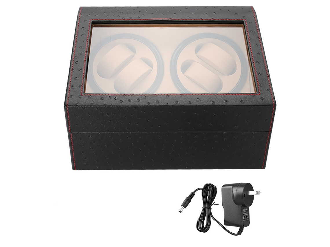 Caja para 4 relojes mecánicos automáticos, 6 correas de piel de avestruz