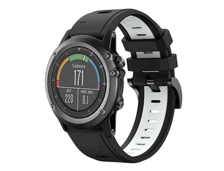 Correa para Garmin Fenix 3 Sapphire 26 mm Correa de reloj deportiva de silicona bicolor negro-blanco VENISYMLIS