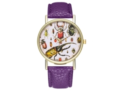 Reloj Analógico De Cuarzo Zhoulianfa Con Correa De Cuero Pu Para Hombre Y Mujer (morado)