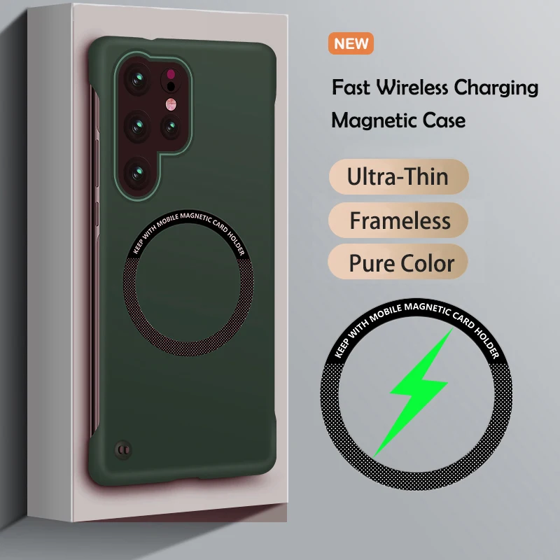 (verde Oscuro, Galaxy S25) Funda Magnética Sin Marco Para Teléfono, Diseño Ultrafino De Color Sólido, Compatible Con Magsafe.