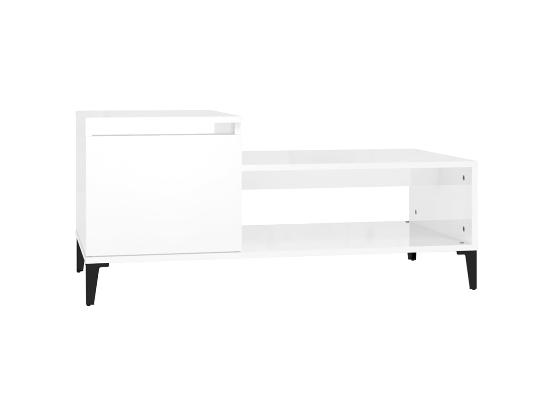 Mesa Basse Design Moderne Et Contemporaine 100 X 50 X 45 Cm Bois Dingénierie Blanc Brillant Dec038048 Décoshop26