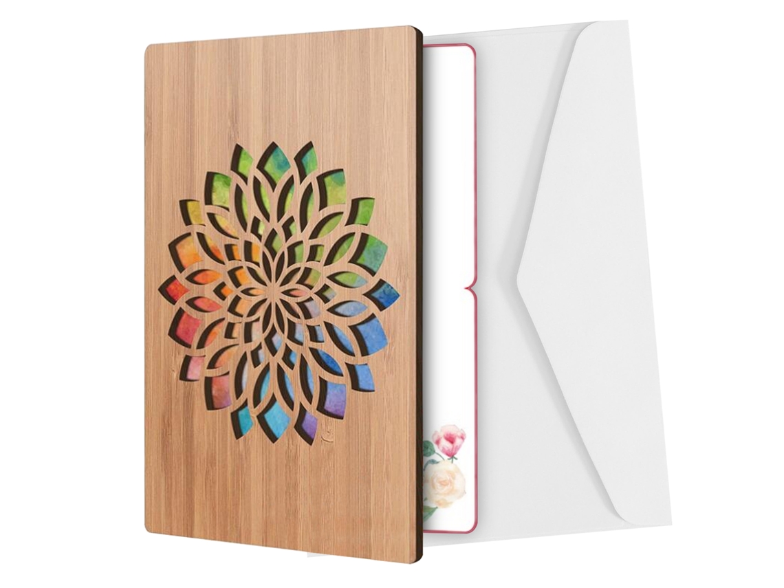VYLARA Cartão De Bambu Exclusivo Feito À Mão, Presente Sustentável Para Diversas Ocasiões, Incluindo Casamentos, Aniversários E Datas Comemorativas, 15 X 11