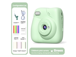 Cámara instantánea Chrui de 2.0 pulgadas con zoom 10x y resolución 1080p, tarjeta de 32 GB, papel térmico y lápices de colores (verde)