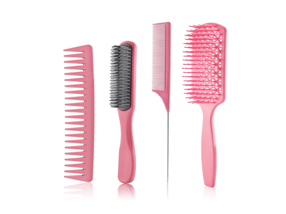 Juego de 4 peines y cepillos para el pelo Chaberlu (rosa)