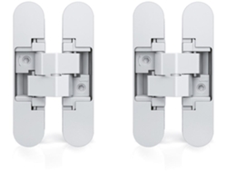 EMUCA Lote de 2 Bisagras Ocultas para Puertas Contraventanas - Carga 40Kg - Apertura 180 Grados - Zamak - Blanco