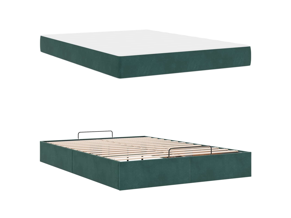 Maison Exclusive - Estructura De Cama Con Colchón 2 Pcs Verde Terciopelo