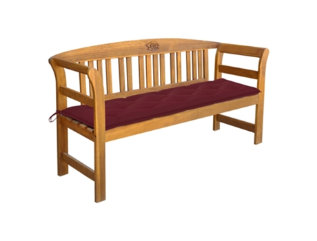 Banco de jardín VIDAXL Rojo Madera de acacia (157x45x82.5 cm)